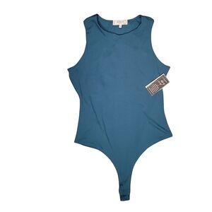 🌿 $5 SALE NWT No Comment Infinity Sculpt Teal Blue Thong Bodysuit Stretch L